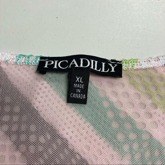 PICADILLY, Women’s multicolored top,XL, sleeveless, lined,open weave - Picture 6 of 6